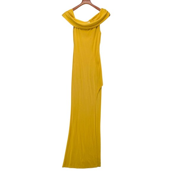 Lovers Friends Maxi Dress Marigold Gown One Shoulder Jersey Slit Bodycon Size XS - Picture 9 of 15